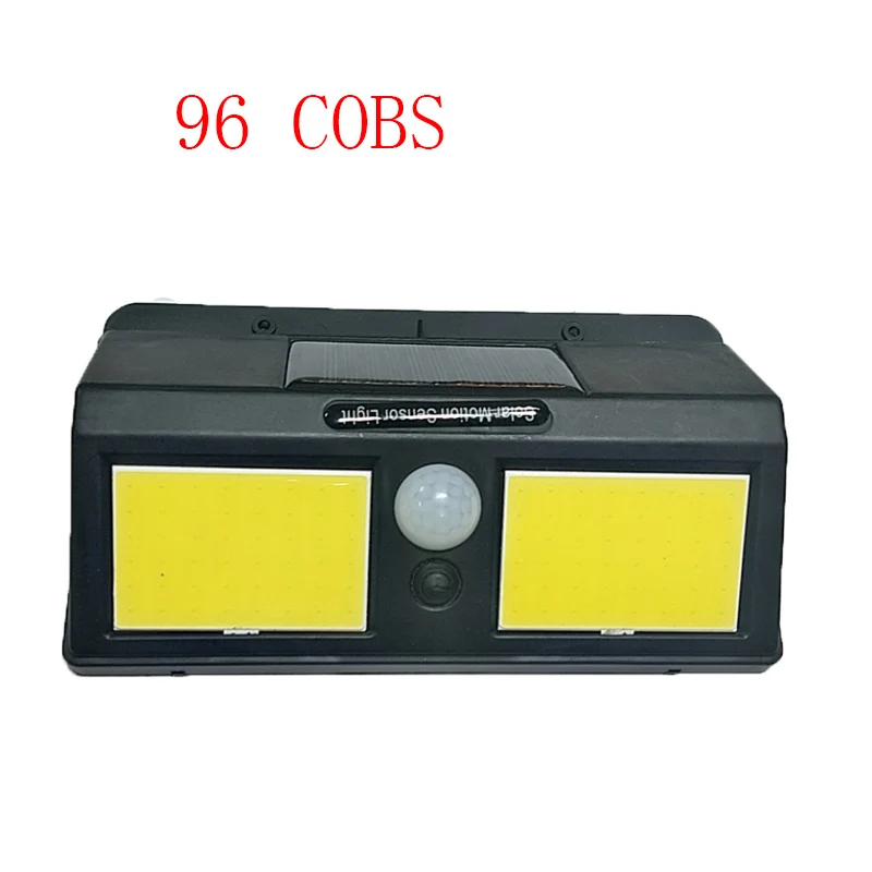 A 96COBS Светодиодная Солнечная лампа с датчиком движения, уличная водонепроницаемая лампа IP55, садовое ночное украшение, настенный светильник для безопасности, уличный фонарь для двора, дорожное освещение - Испускаемый цвет: A 96COBS