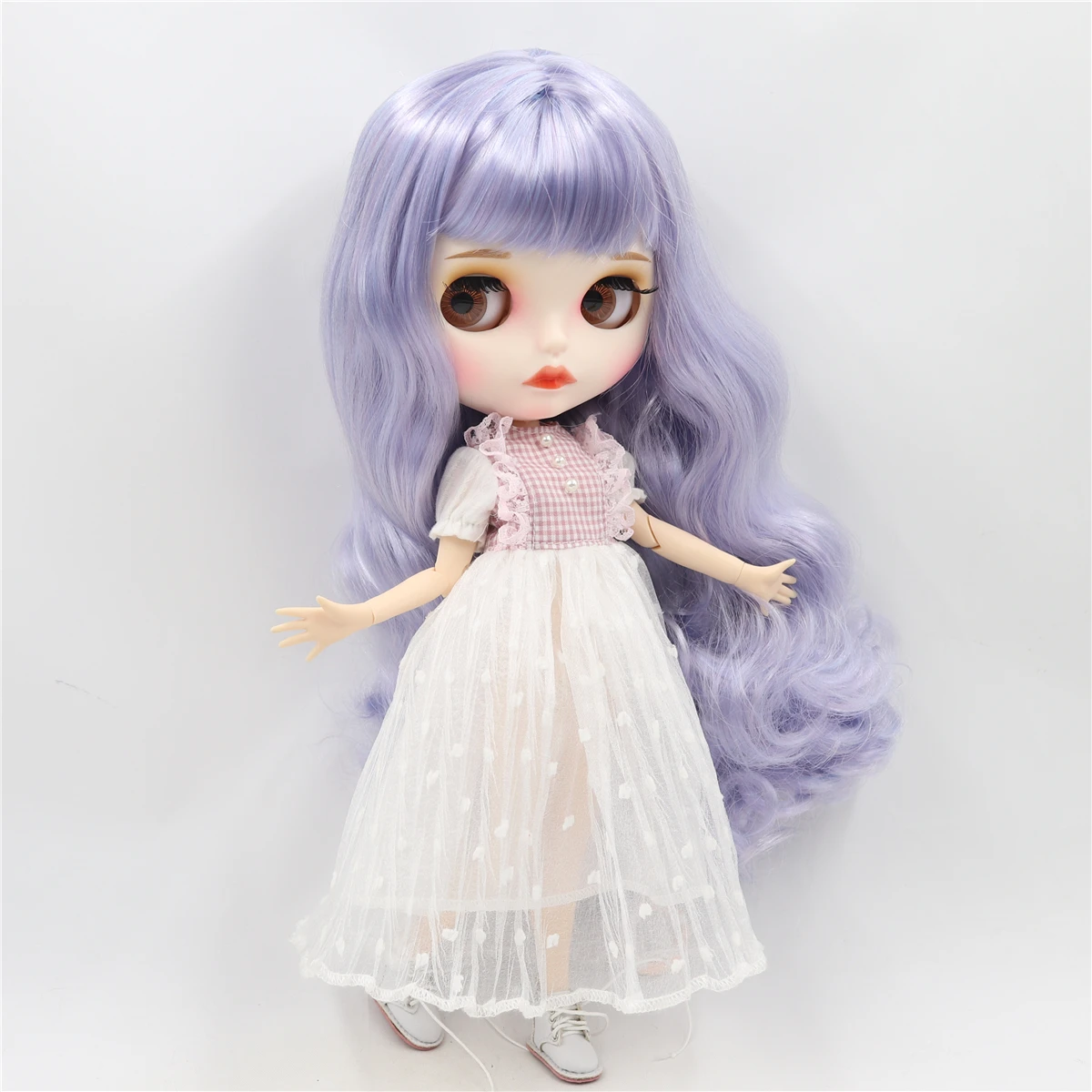 Neo Blythe Doll with Purple Hair, White Skin, Matte Cute Face & Custom Jointed Body 2