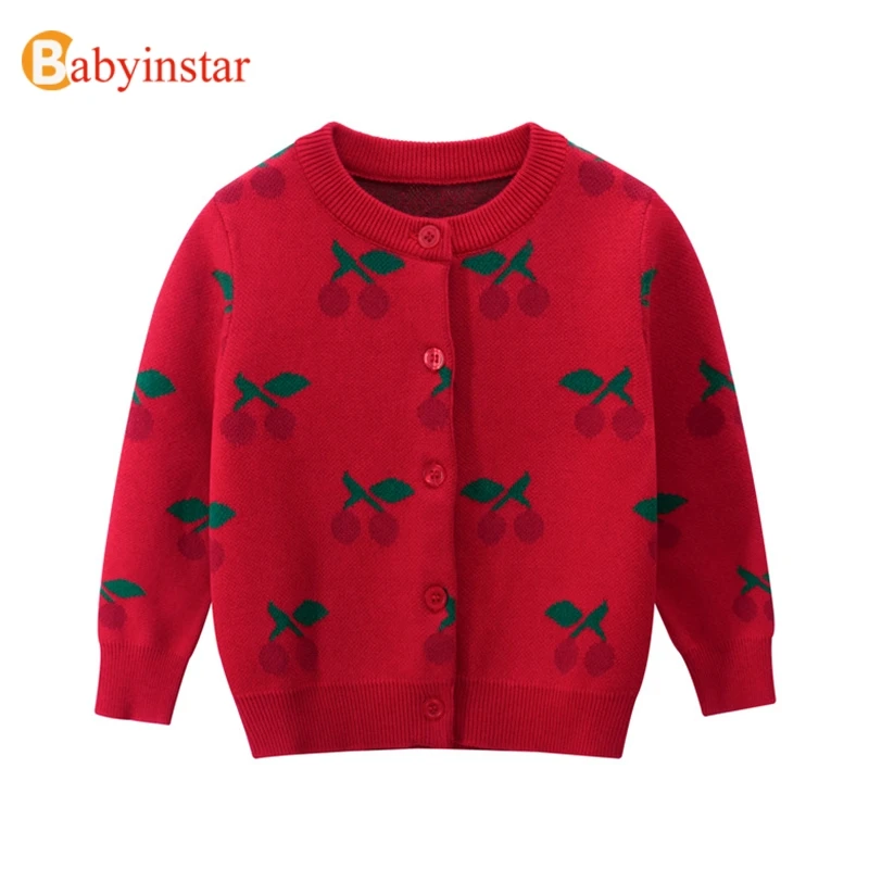 Свитер для маленьких девочек Babyinstar кардиган с принтом вишни свитер детская