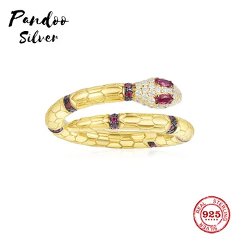 

Fashion Charm Sterling Silver Copy 1:1 Replica,Yellow Silver Uraeus Ring With Synthetic Red Stone Women Monaco Jewelry Gift