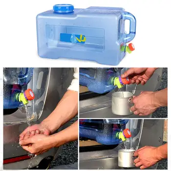 

Water Tank Car 25L Square PC Car Bucket Thickened Faucet Self Driving Bucket Outdoor Camping Carrier Storage Container Tank