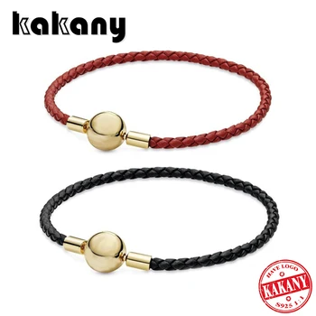 

Kakany 2020 High Quality Fashion Couple Black Red Single Layer Leather Charm Bracelet Diy Gift Jewelry Factory Direct Sales
