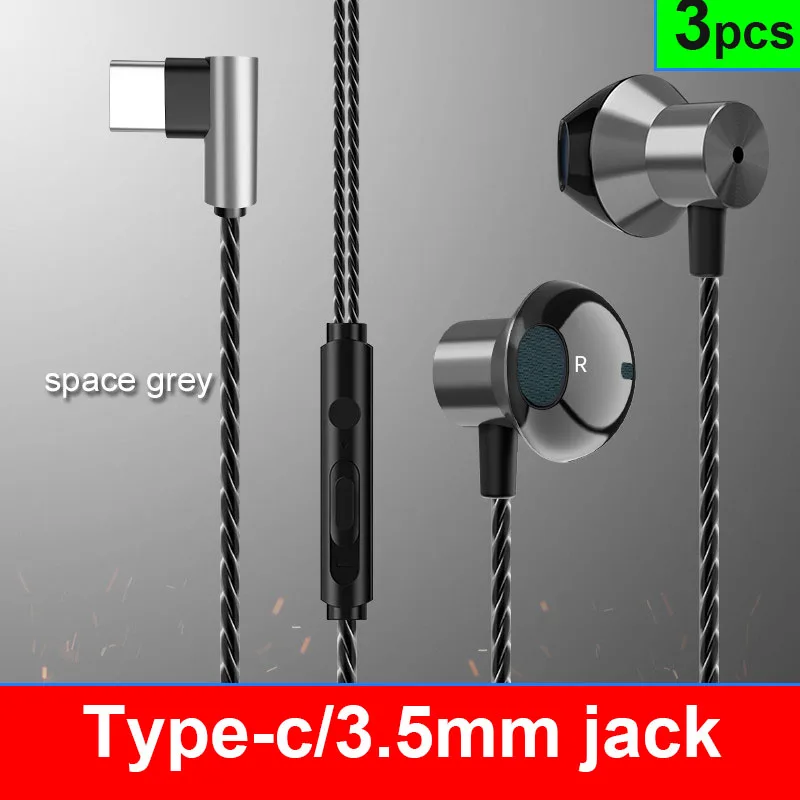 3pcs In ear Wired Earphone 3 5mm Type c Music Gaming Earbuds USB Type c Headset for Xiaomi Mi 8 Huawei P20 P30 LeEco