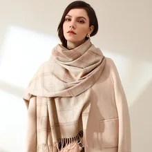 

VISROVER New Winter Checked Scarf For Woman Female Shawls Cashmere Handfeeling Winter Wraps Plaid Hijab Poncho Ladies Wholesale