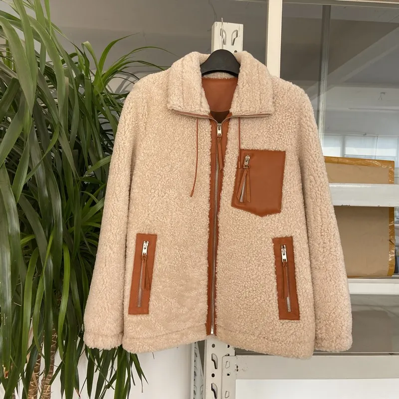 Factory High Quality Beat Price Women Shearling Jacket Ladies Lamb Fur Genuine Leather 100% Natural Coat Winter Warm | Женская одежда