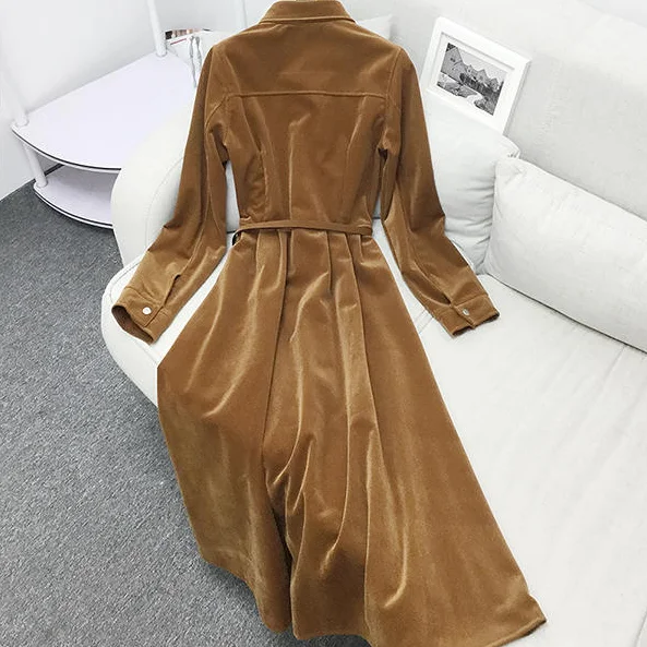 Осень зима длинное женское платье рубашка vestidos mujer 2020 винтажное с длинным рукавом