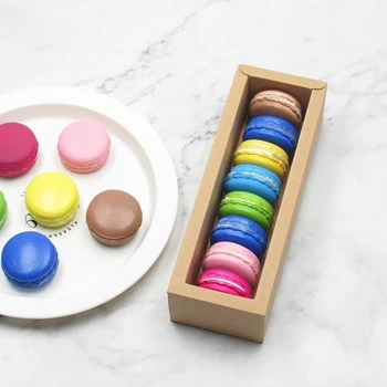 

10pcs Macaron PVC Boxes with Clear Window Paper Packaging Box Cookie Containers for Home Dessert Shop (Kraft Paper, Small)