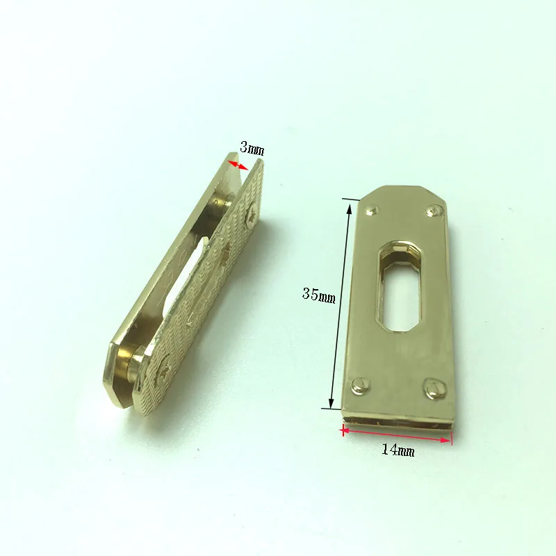 Gold 10 шт. 37X14 мм прямоугольная пряжка с винтами для кошельков сумки ремни металлические аксессуары - Цвет: Gold