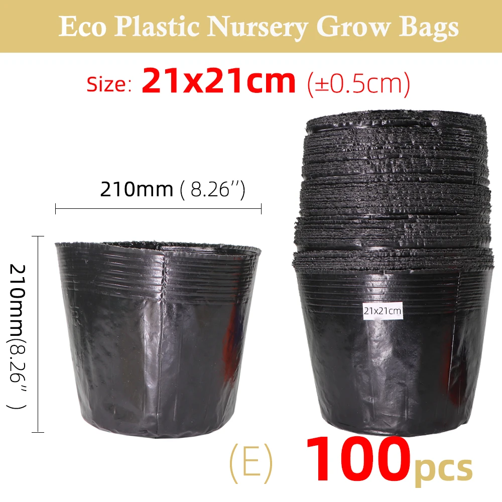 grey plant pots 50-100PC 15 Sizes Disposables Plastic Seedling Planting Pot Nursery Transplant Breathable Cup Black Nutrition Grow Bag Gardens outdoor planter boxes