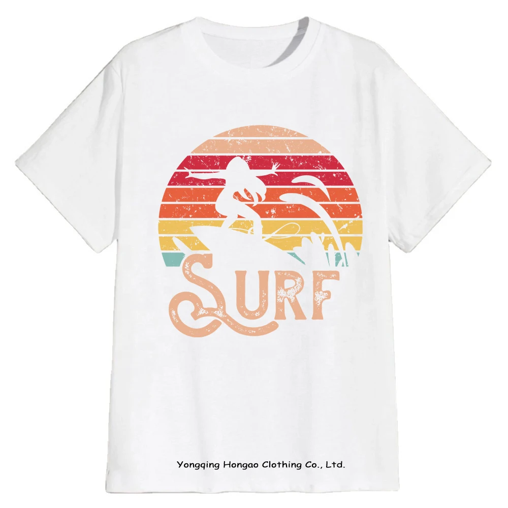 

Wholesale High Quality Women Surfing Board In The Sun Set Of Beach And Graphic Guitar100% Cotton T-Shirt Vintage Oversized