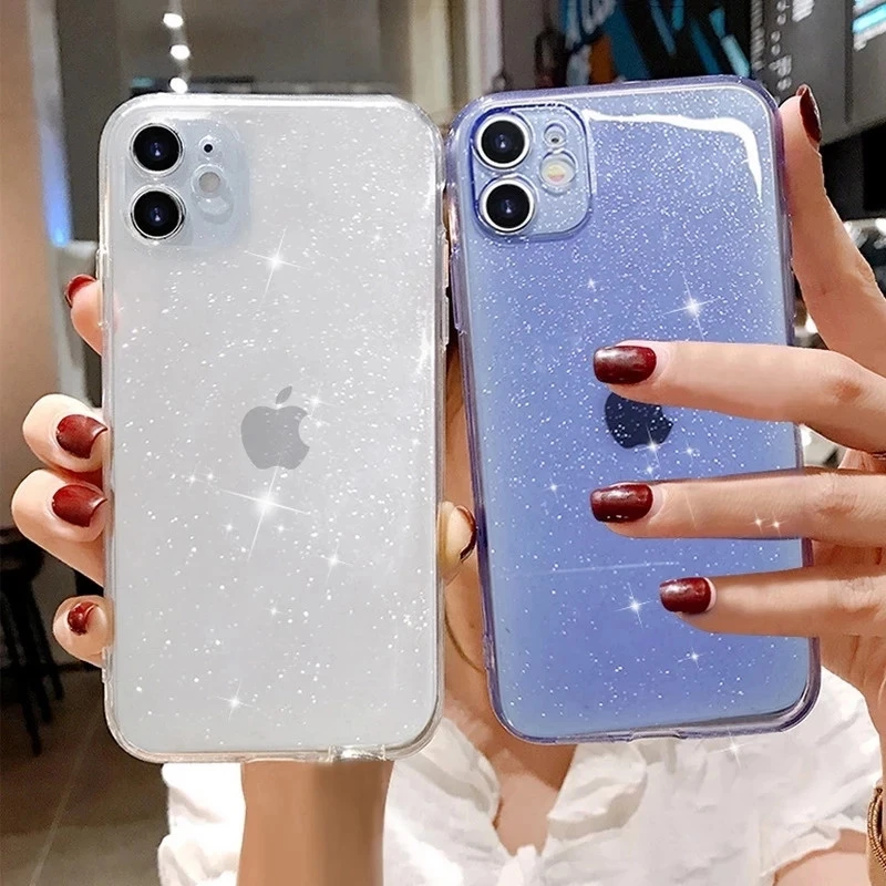 Luxury Glitter Candy Color Transparent Phone Case For iPhone 12 Pro 11 Pro Max X XR XS Max 7 8 6 Plus SE2020 Soft TPU Back Cover cool iphone 11 Pro Max cases