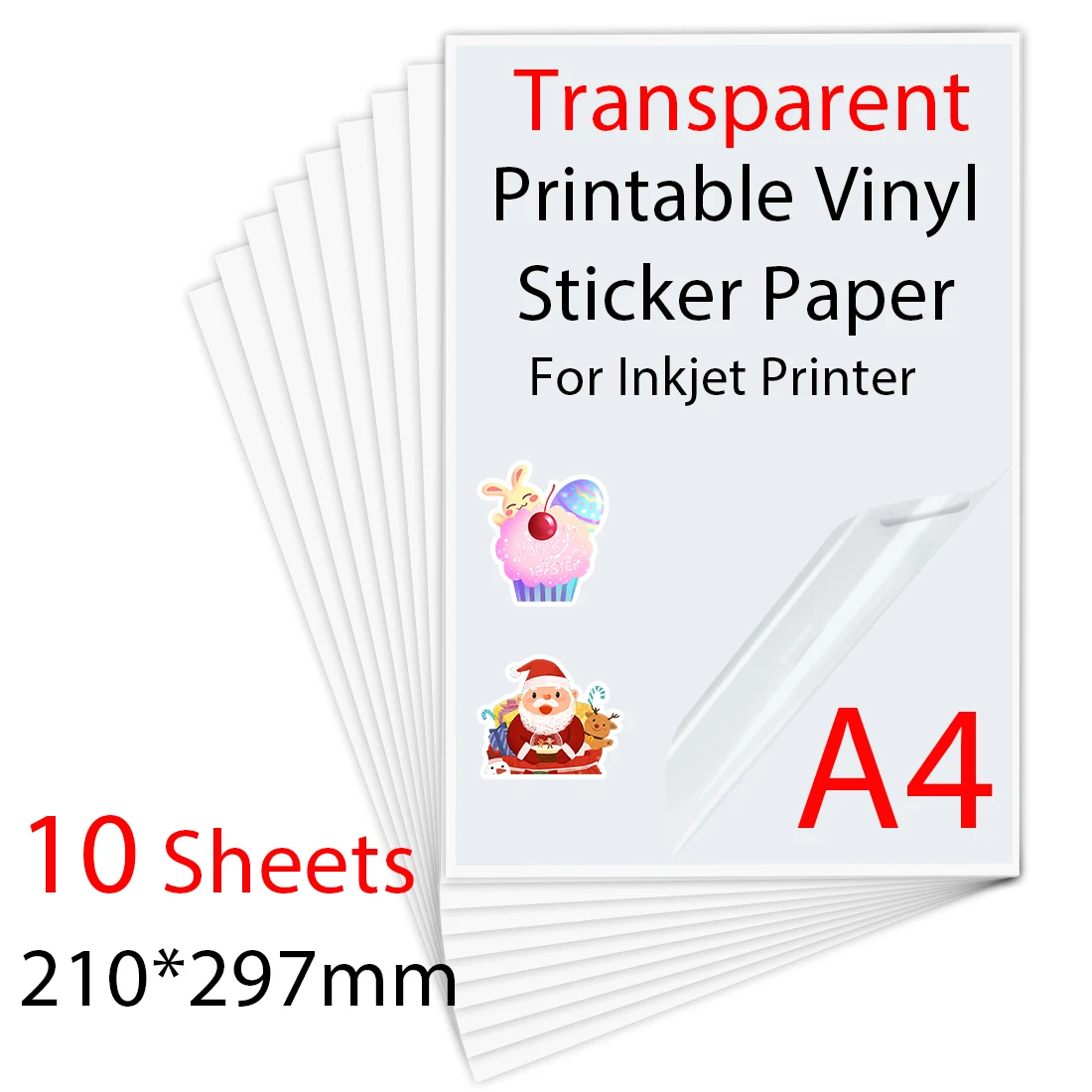 Papier Autocollant A4 en Vinyle Transparent Imprimable, Imperméable, pour  Imprimante à Jet d'Encre, Étiquette de Bricolage, 10/30/50/100 Feuilles