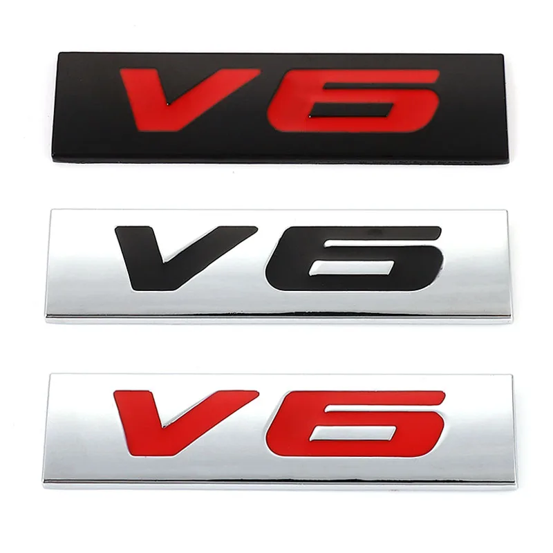 V8 Emblem Badge - 3D Chrome & Red Car Decal Replacement For Trucks & SUVs