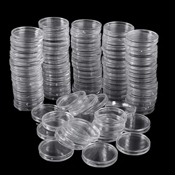 

100Pcs 27mm Coin Cases Capsules Holder Applied Clear Portable Round Storage Box Storage Coins Transparent Protection