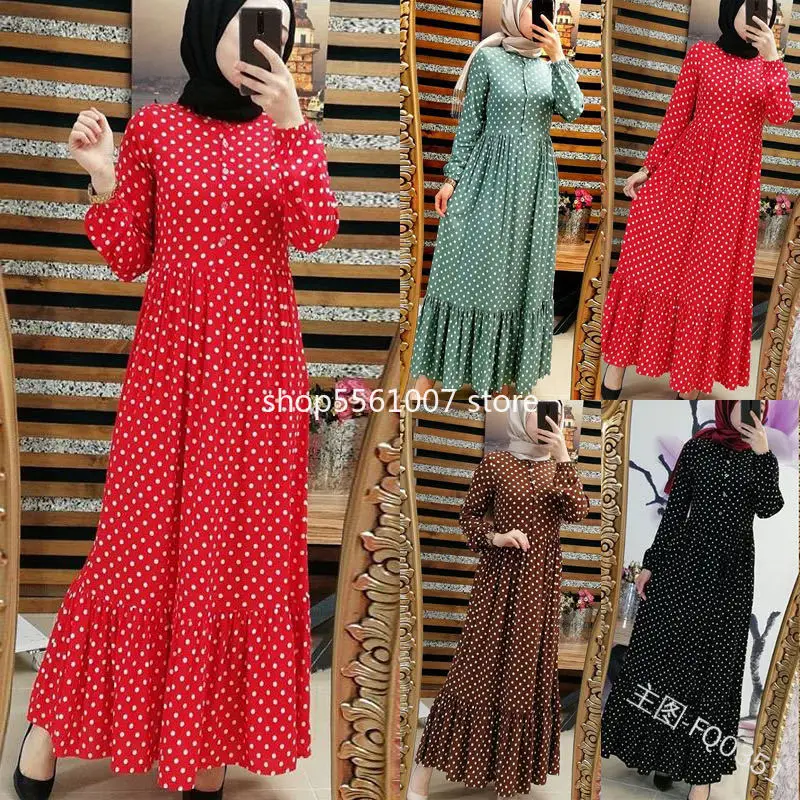 Африканские кафтан в горошек Abaya Дубай мусульманское платье Caftan Marocain турецкие
