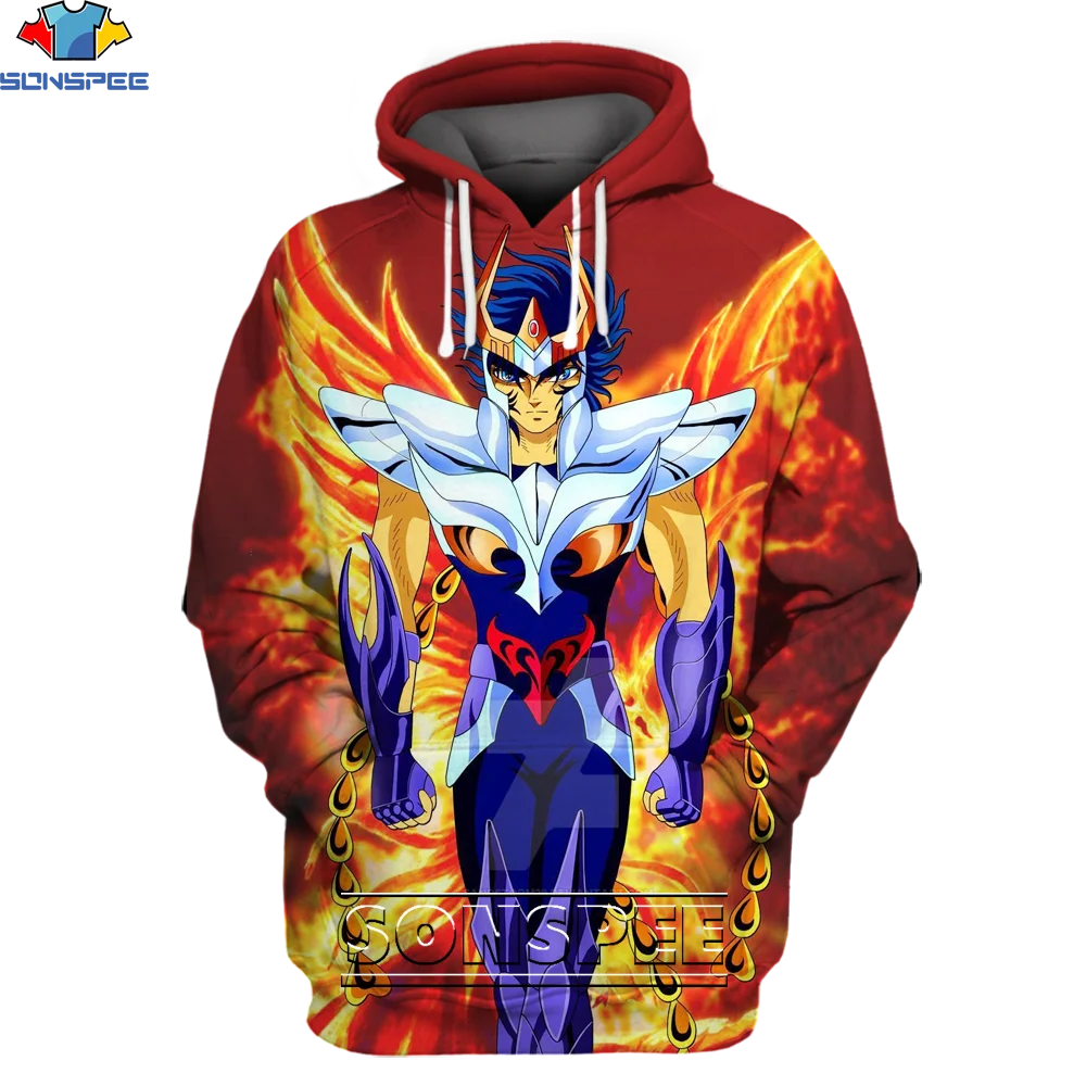 SONSPEE Saint Seiya Hoodies Cartoon Knights Of The Zodiac Hooded Pullover Men Women Hoody Harajuku Streetwear Unisex Sweatshirts