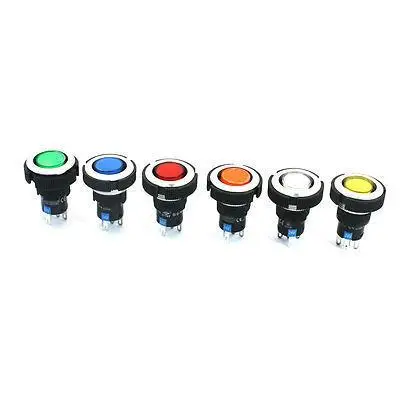 

6 Pcs 24V 22mm Thread SPDT Self-Locking 6 Colors Light Push Button Switch