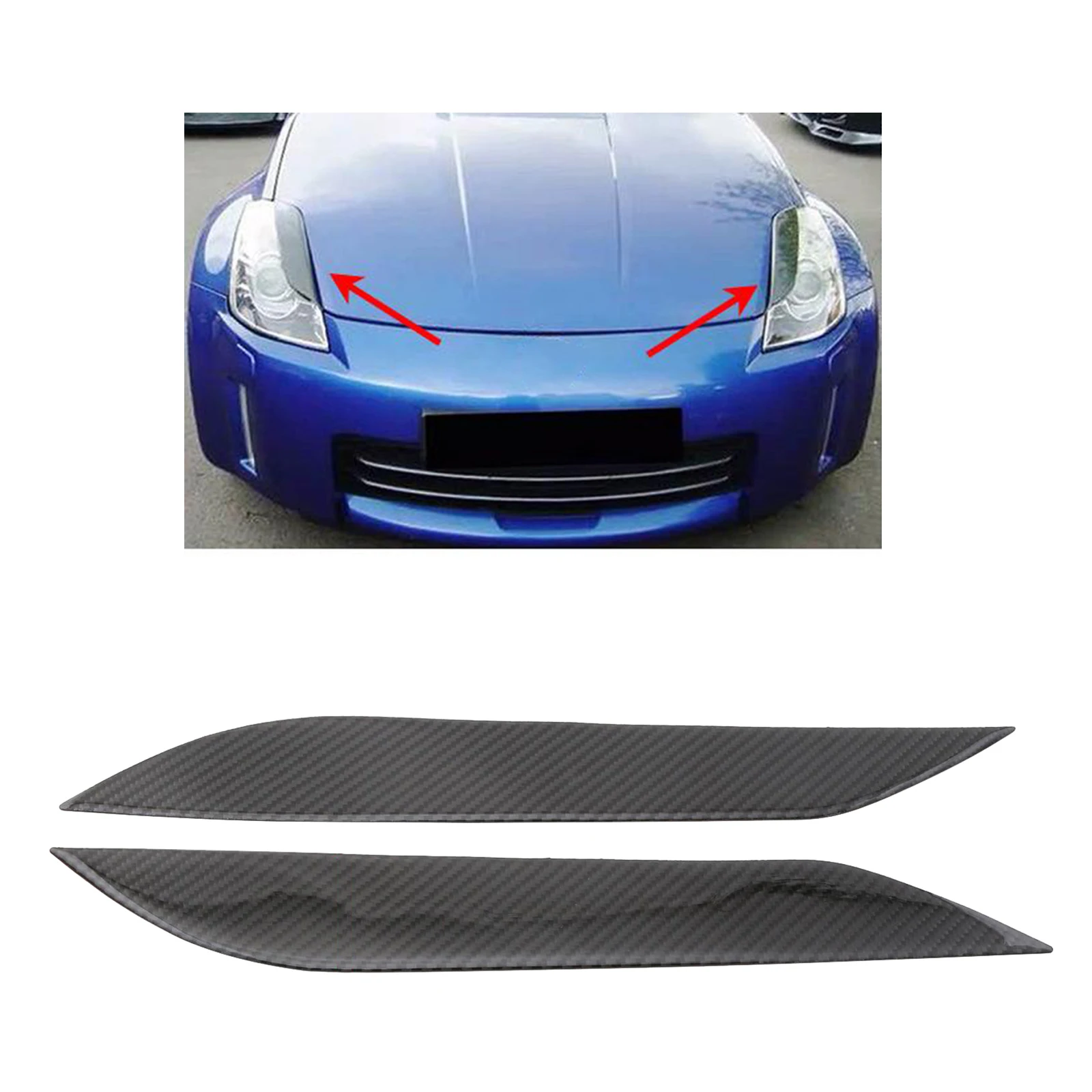 Front Bumper Spoiler Lip, Carbon Fiber Car Front Bumper Fins Splitters Canards Decorative Eyelids Eyebrows for Nissan 350Z Front Bumper Spoiler Lip, Carbon Fiber Car Front Bumper Fins Splitters Canards Decorative Eyelids Eyebrows for Nissan 350Z