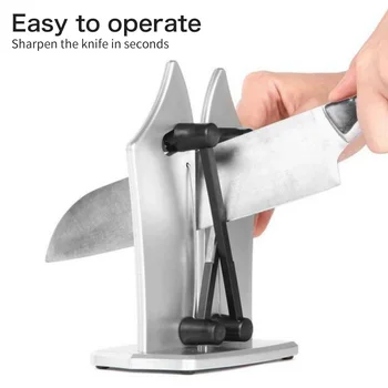 

Triple-Action Tungsten Carbide Kitchen Knife Sharpener Adjustable Spring-Action Bars With Non-Slip Base Professional Sharpener