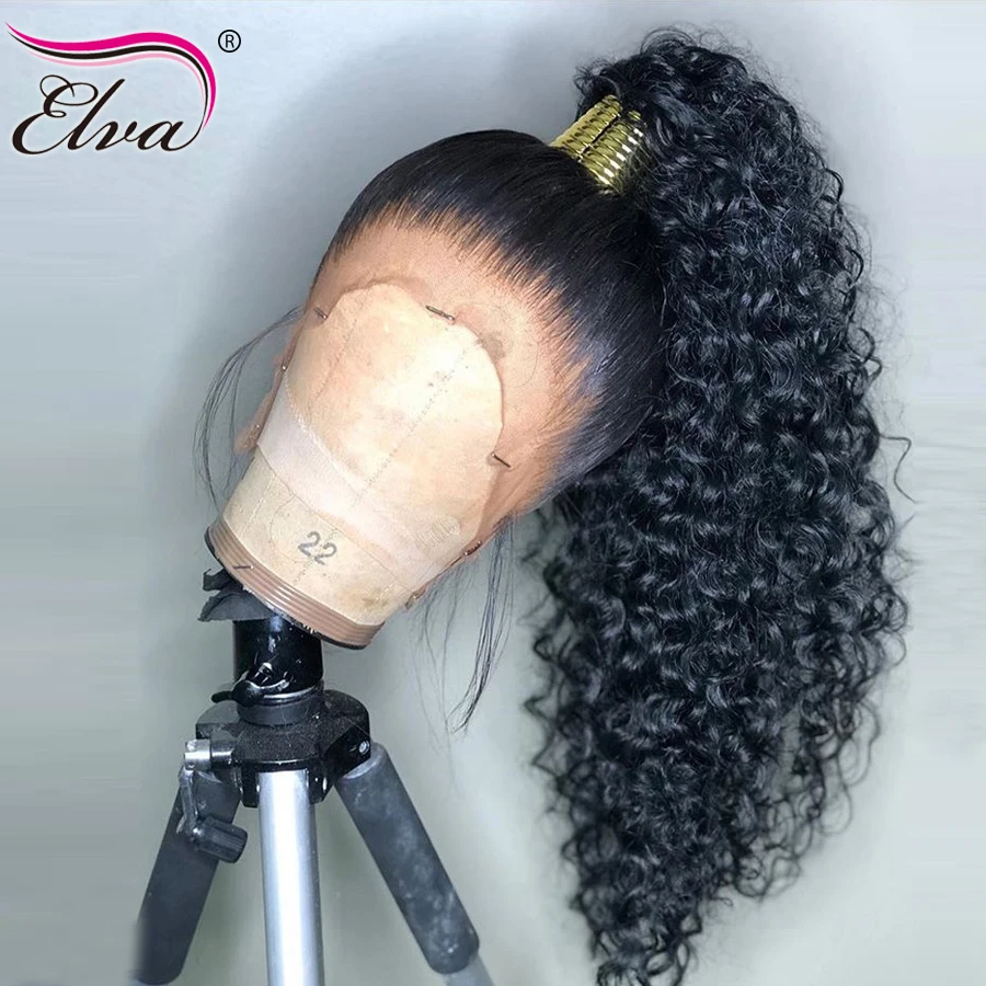 

Water Wave Lace Front Human Hair Wigs Pre Plucked With Baby Hair 13x6 Human Hair Wigs Bleached Knots Elva Hair Remy Lace Wigs