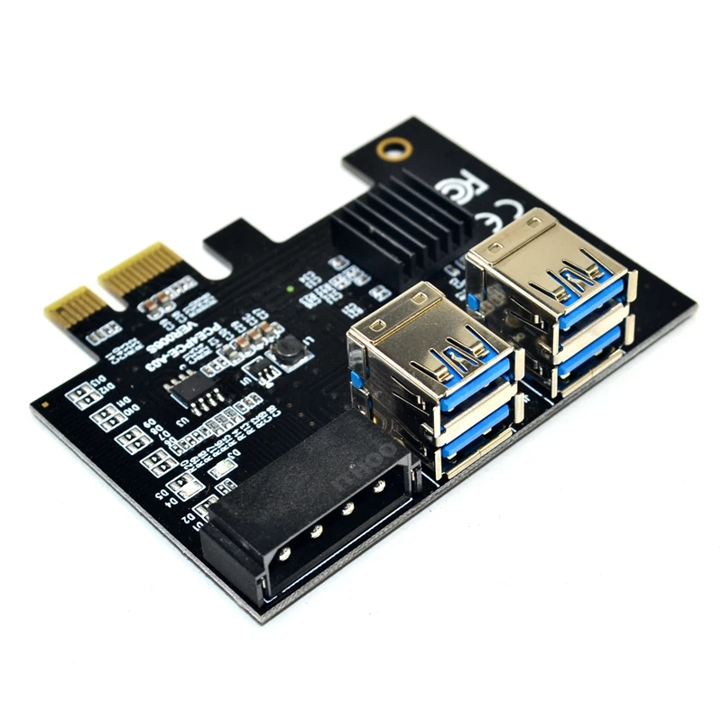 PCI-E 1 to 4 Expansion Card 1X 16X Port Dual Layer USB3.0 Graphics Adapter for BTC Mining | Электроника