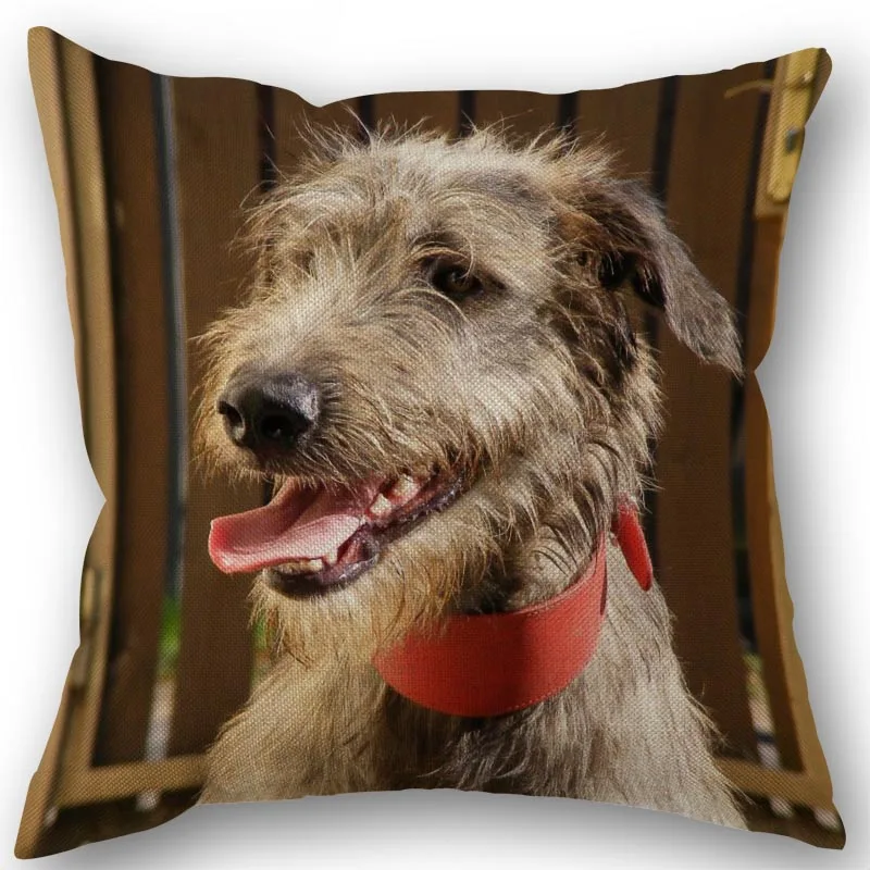 New Custom Dog Irish Wolfhound Pillowcase Cotton Linen Fabric Square Zipper 45X45cm Wedding Decorative Pillow cover | Дом и сад