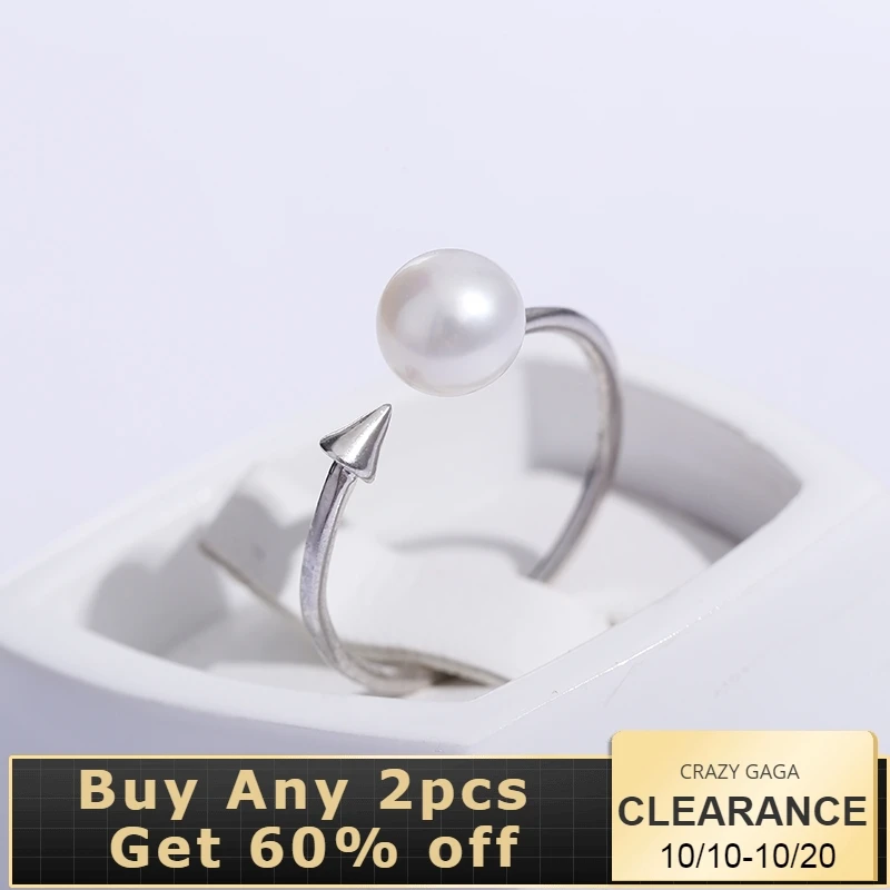 

2019 Sale 925 Silver Arrow Design Ring 7-8mm Small Rice Pearl Ring Jewelry Gift For Woman
