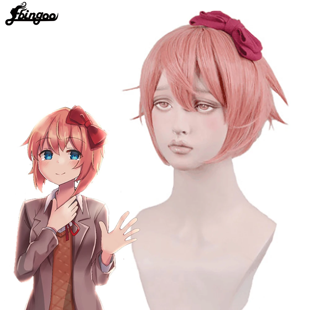 Ebingoo Sayori Wig Ddlc Doki Doki Literature Club Synthetic Cosplay Wig Short Pink Anime Bob Hair Wigs For Girls Synthetic None Lace Wigs Aliexpress