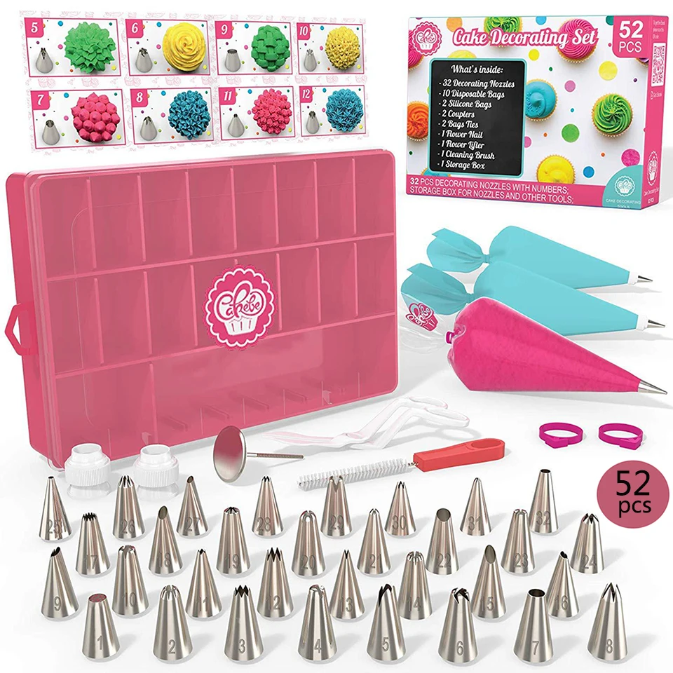 52 Pcs 1 Set Transhome Набор для декорирования тортов 170 шт./компл. из нержавеющей стали Кондитерские насадки для крема торт проигрыватель комплект кондитерского мешка оборудование для выпечки тортов - Цвет: 52 Pcs 1 Set