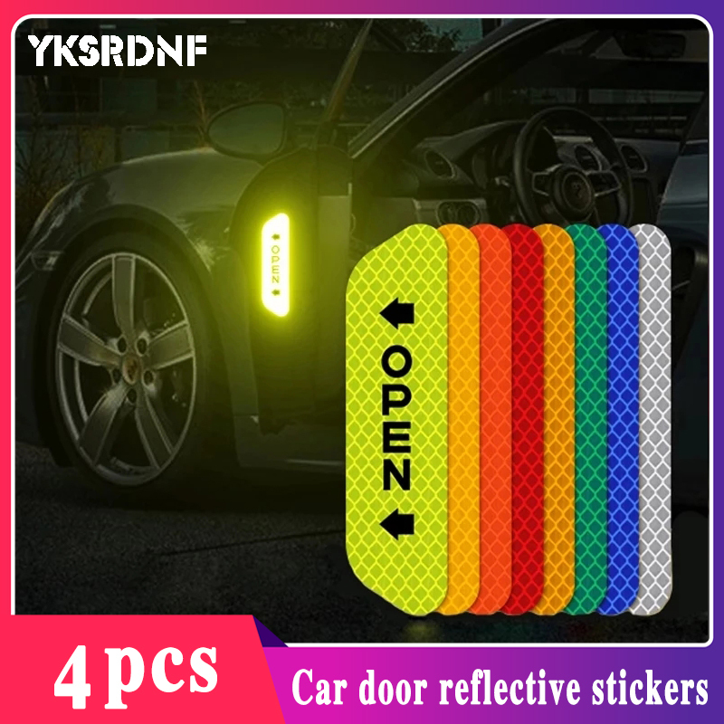 4Pcs Car Reflective Tape Warning Mark sticker Accessories Exterior For Chevrolet Cruze OPEL MOKKA ASTRA J Hyundai Solaris Accent