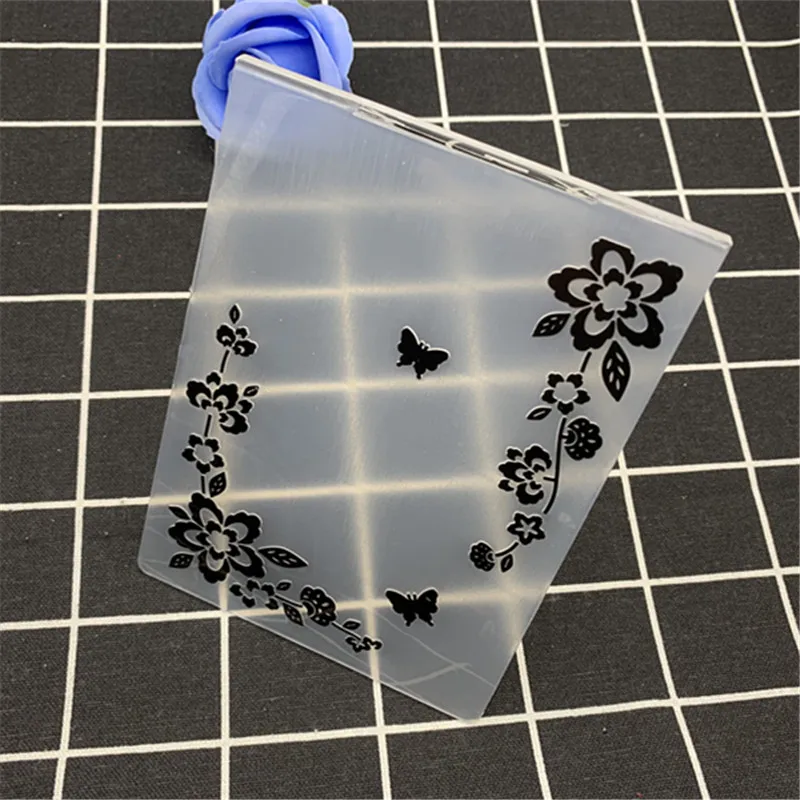 Flower corner decoration frame transparent folding embossing board DIY handmade works background embossing mold