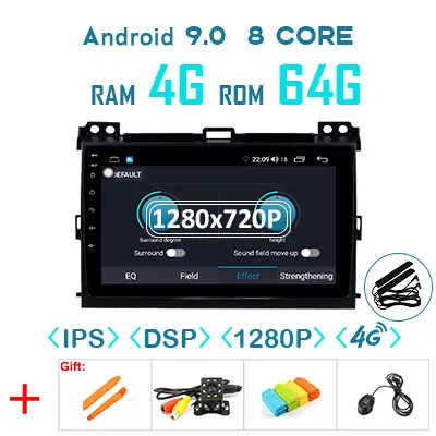 1280P Android 9,0 4G 64G Carplay gps для Toyota LAND CRUISER Prado 120 Lexus GX470 мультимедиа DSP ips экран стерео без DVD Радио - Цвет: 4G64GDSP 1280 no can