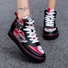 Обувь для влюбленных пар; повседневная мужская обувь с высоким берцем в Корейском стиле; индивидуальная обувь с граффити; женская обувь; сезон осень; коллекция года