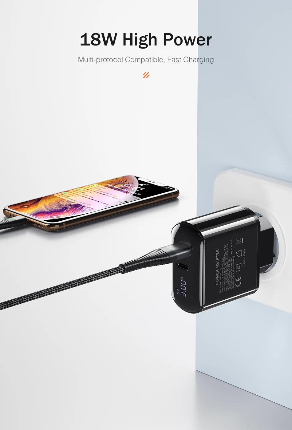 Быстрая зарядка 3,0 USB зарядное устройство для iPhone samsung REDNUT светодиодный дисплей type-C PD быстрое настенное зарядное устройство для мобильного телефона Xiaomi huawei