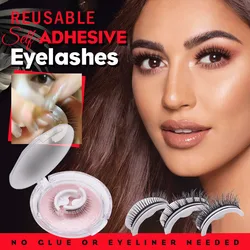 Reusable Self-Adhesive Eyelashes 3D Mink Handmade Natural Multiple Reversible Glue-free Self-adhesive Pairs of False Eyelashes
