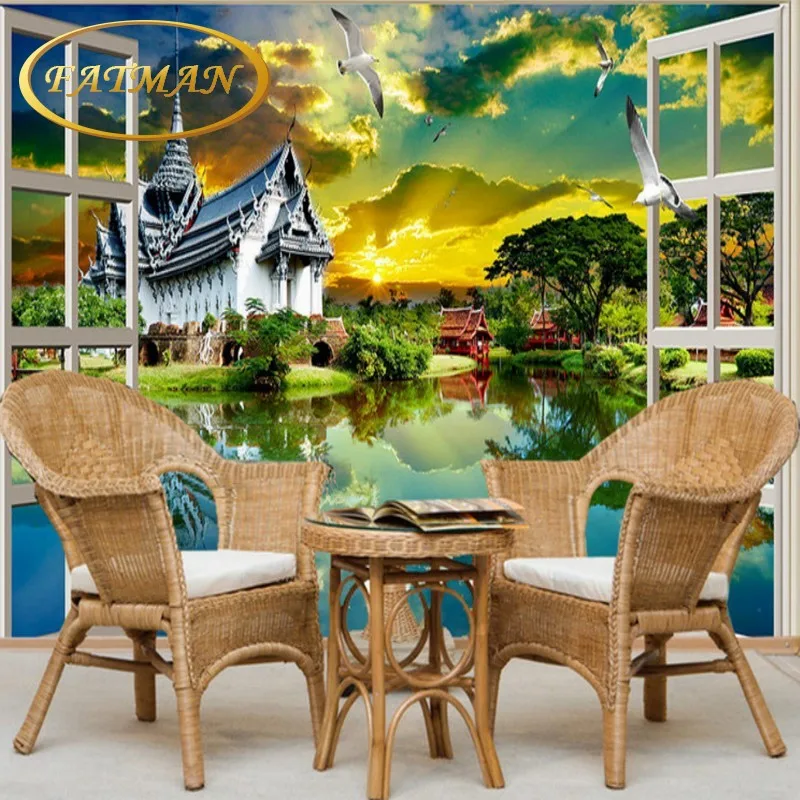

Dropshipping Custom Photo Wallpaper Southeast Asia Style Buddha Temple 3D Thickened High-quality Bedroom Wallpaper Mural