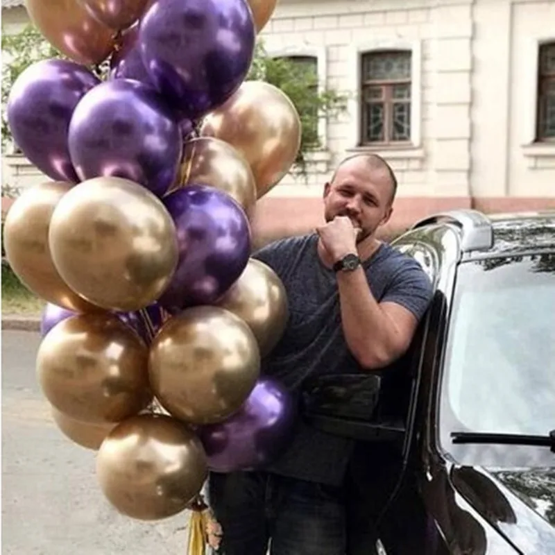 as picture 15pcs of 12" metal gold confetti balloons ink blue white balloon wedding party decoration kids children birthday party supplies - Цвет: as picture