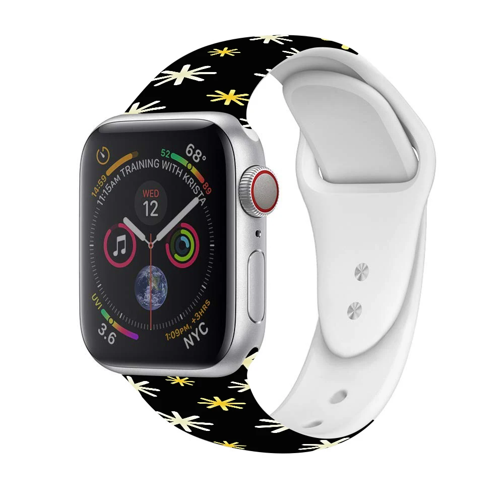 Рождественский силиконовый ремешок для Apple Watch 44 мм 40 спортивный браслет