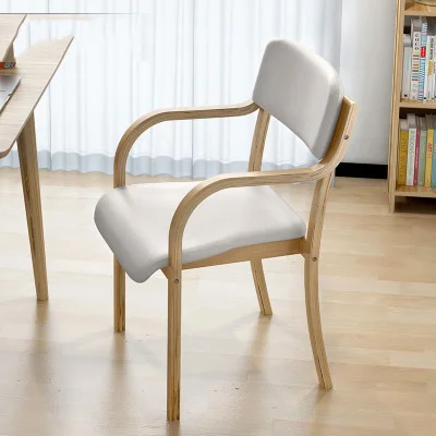 Твердый деревянный стул для обеда и кофе, современный минималистичный компьютерный стул, офисный домашний стул для отдыха, кресло с изогнутой деревянной спинкой - Цвет: White Skin