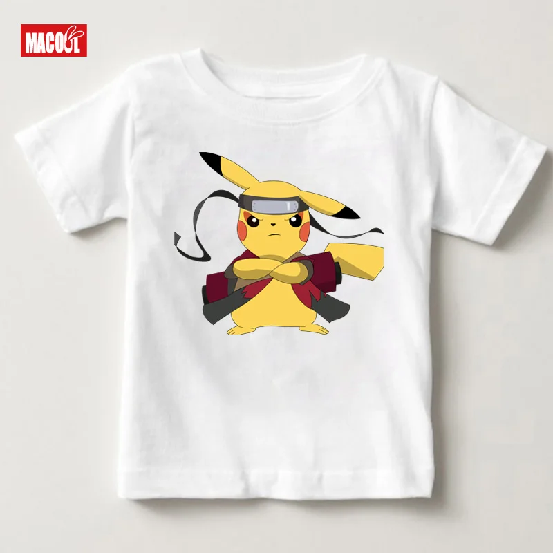 Baby T-shirt Новинка; зимний свитер; хлопковая одежда для мальчиков и девочек с принтом «Покемон го Пикачу»; белые толстовки с длинными рукавами; От 2 до 8 лет - Цвет: Baby T-shirt