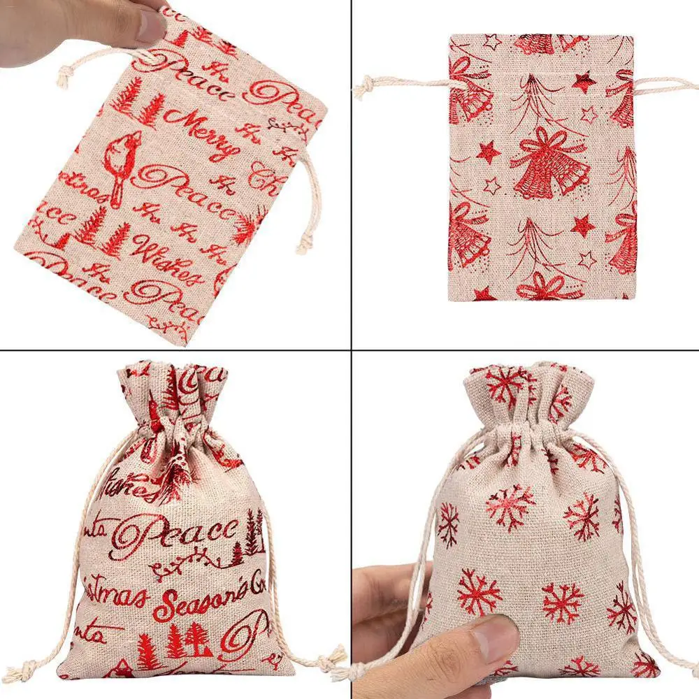 24 шт рождественские подарочные пакеты с календарем обратного отсчета джутовый мешок для хранения конфет DIY Рождественский Адвент-календарь сумка с календарем avent