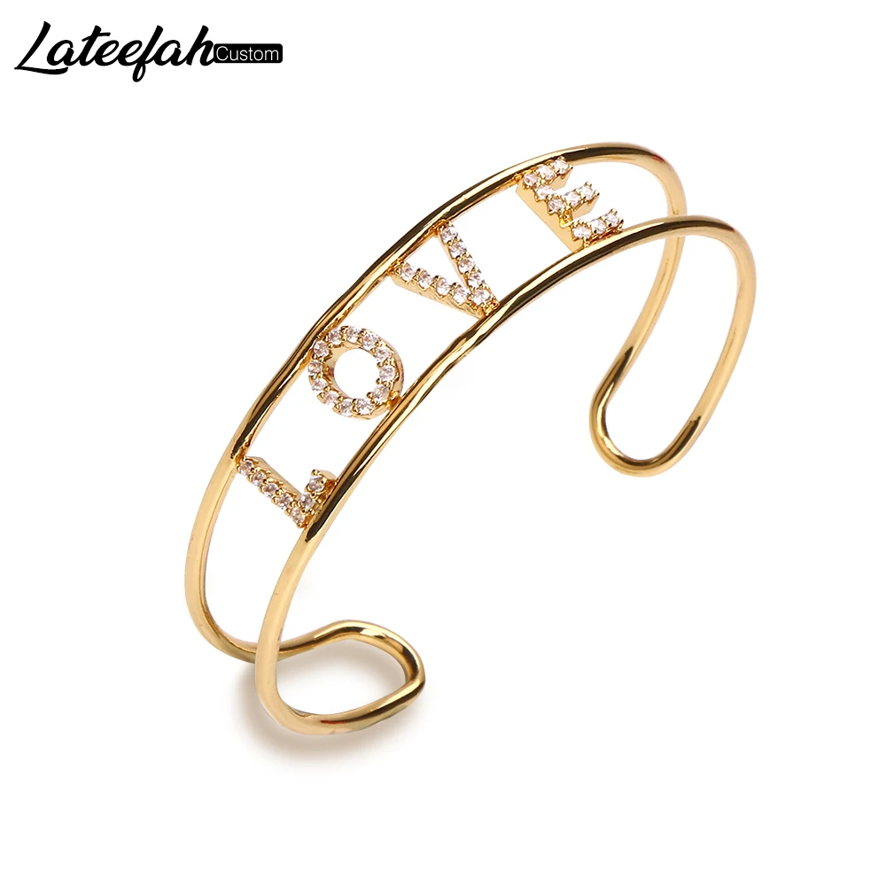 Lateefah Customed Name Man Bangle  Personalized Hand Made Gold Jewelry Colorful Zicorn Letter BraceletsJoy Gifts