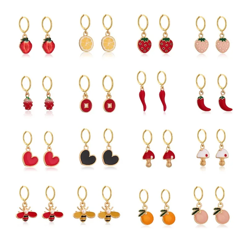 Милые эмалированные серьги-кольца в виде перца чили стиле INS | Украшения и