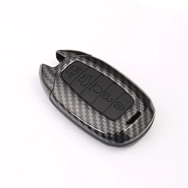 5Button carbon black Углеродного волокна ABS силиконовый чехол для ключей от машины для hyundai KONA Encino Ix35 Grandeur Ig Accent Santa Fe Palisade крышка - Название цвета: 5Button carbon black