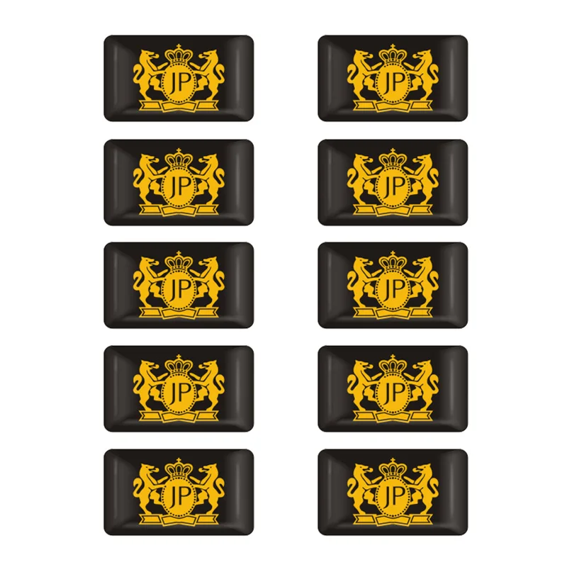 Gold 10pcs 3D эпоксидная эмблема JP соединительная планка производство знак, наклейка на автомобиль для Lada и BMV Audi Ford Focus, Volkswagen Nissan Toyota декоративная наклейка - Название цвета: Gold 10pcs