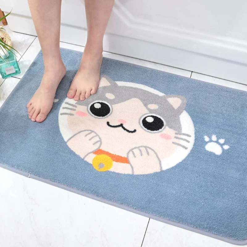 Кухонный коврик из Флокированной ткани с рисунком кота, ультра Мягкий Нескользящий супер впитывающий коврик для ванной 1