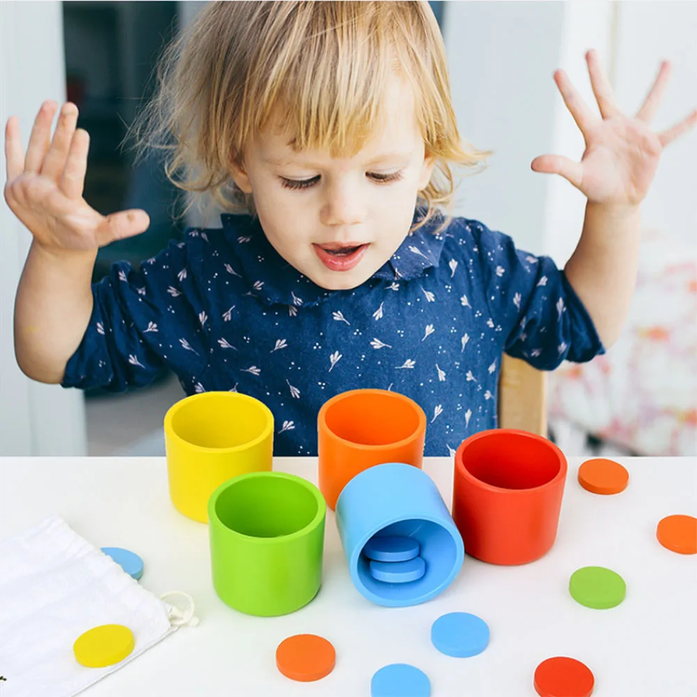

Color Montessori Classification and Matching Cup Kids Early Educational Wooden Toys Desk Game for Children Gifts