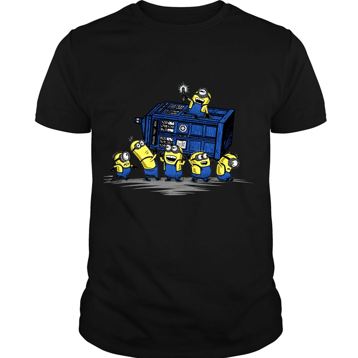 Minions Steal Tardis Police Box T Shirt Yellow | Мужская одежда
