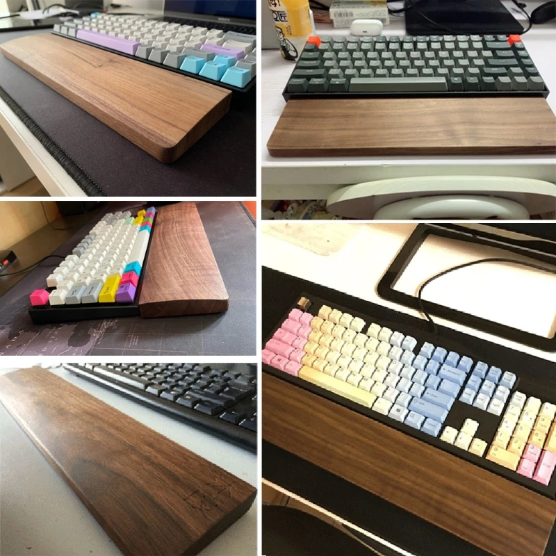 Walnut Wooden Mechanical Keyboard Wrist Rest Anti-Slip Mat Ergonomic Gaming Desk Wrist Pad Support 61 87 104 Keys