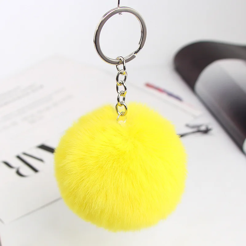 

Rabbit Fluffy Ball Key Chain Cute Cream Pompom Artificial Fur Rabbit Fur Keychain Pendant Jewelry Key Women Car Bag Ring Diy